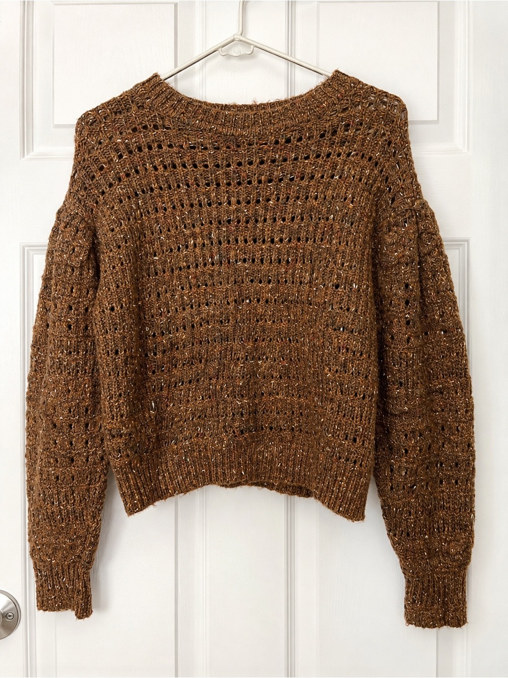 Universal Thread Brown Marled Open Knit Sweater M Boho Cropped